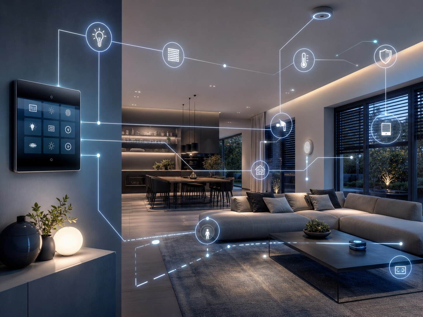Smart Home Visualisierung mit Touchpanel, Sensoren, Beschattung, Licht und Automationslogik